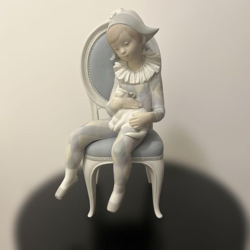 Lladro harlequin boy chair - harlequin, on